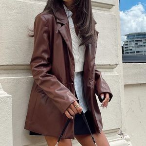 Faux Leather Blazer